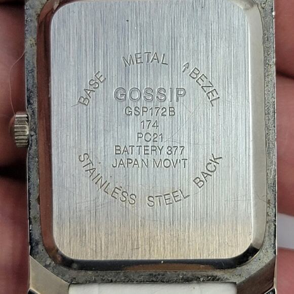 Vintage Watches Gossip Silver Quartz Watch with White Strap & Rectangular Dial - Picture 5 of 10